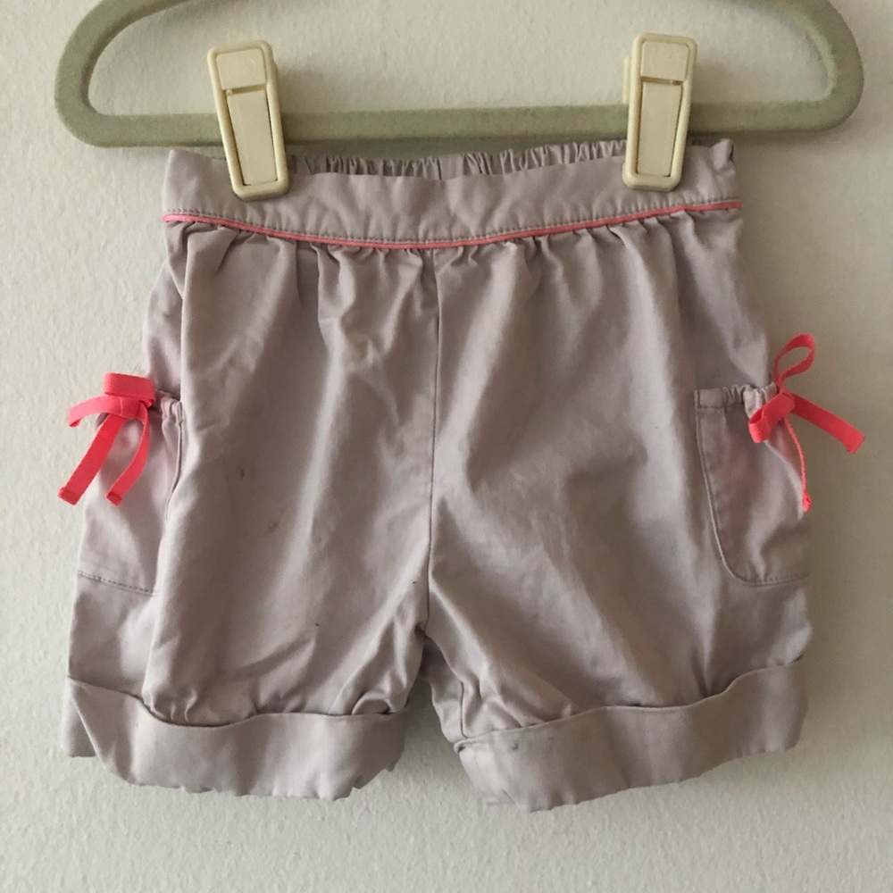 Jacadi Light Gray Shorts with Pink Accents